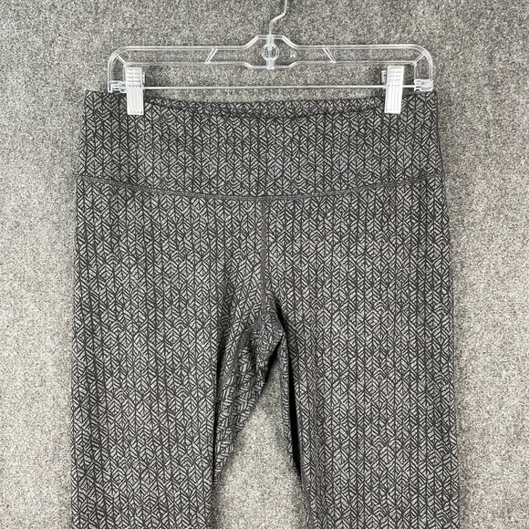 Prana Roxanne Printed Leggings Cropped Black Grey Stripes Geometric Sz Large EUC - Picture 2 of 7